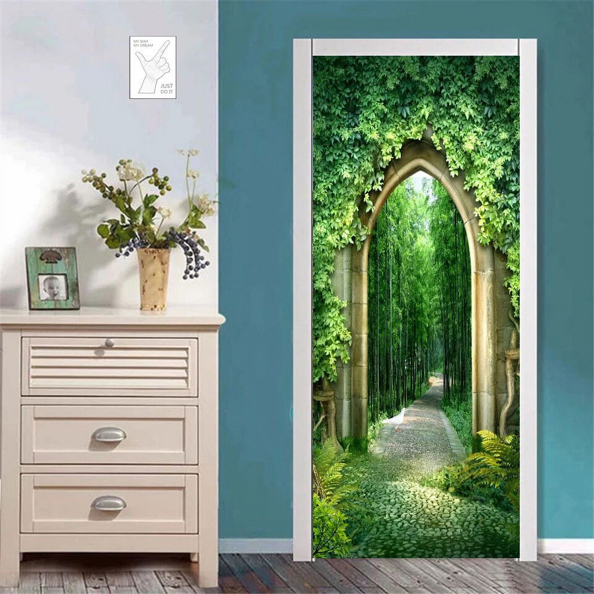 Secenery Sticker Background Wreath Arch Door Stickers Flowers 3D Wallpaper Self-Adhesive PVC ...