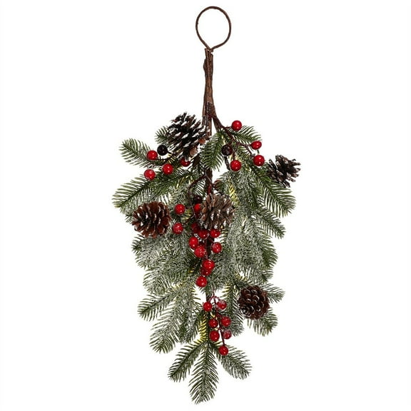 Wreath Artificial Rattan Christmas Teardrops, Red Berry Garland Decoration Festive Wall Window Hooks, Light Up the Outdoors