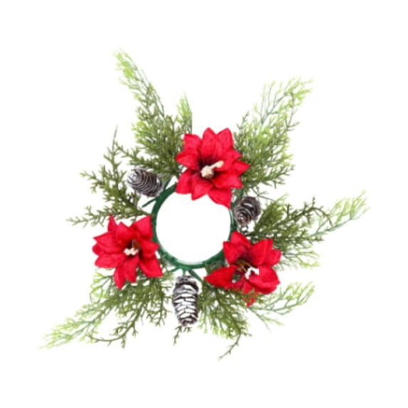 Wreath Candle Rings Artificial Floral Greenery Sturdy PP Material for Wedding Party Table Decor
