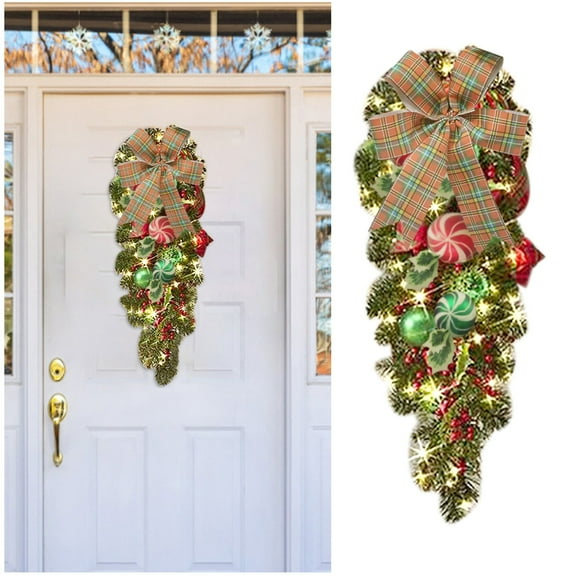 Wreath,Christmas Decorations Dead Branches Vine Pendant Christmas Cane Garland Door Hanger Christmas Wreath