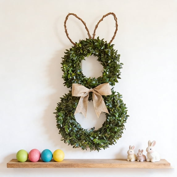 Wreath Clearance! Easter Bunny Spring Wreath for Front Door Decor, 19" Easter Wreaths with Bow Tie, Spring Summer Farmhouse Holiday Wall Home Window Decor, Easter Decorations Gifts for Women Men