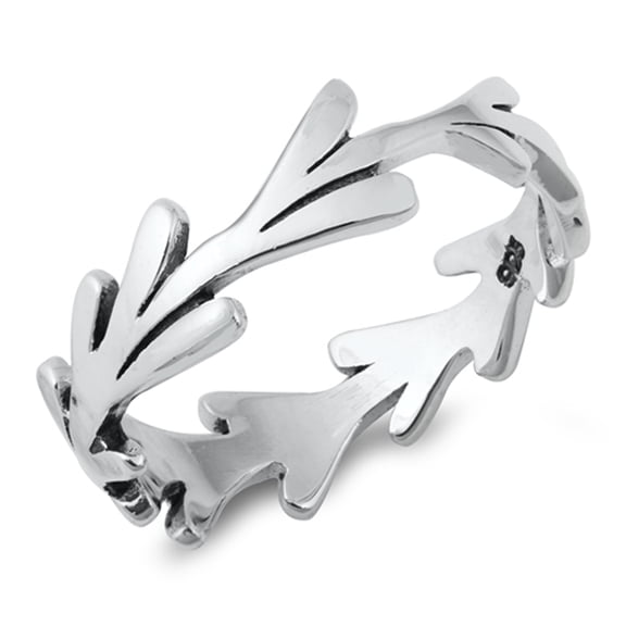 Wreath Crown Modern Ring .925 Solid Sterling Silver Band Jewelry Female Male Unisex Size 8