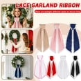 thumbnail image 1 of Wreath Decor, Wreath Bows for Front Door, Bow Decorations for Party, Front Door Hanging Decor, 1Pc 48X5 in White Wreath Sash with Pink Ric Rac Trim for Easy Front Porch Display, 1 of 6