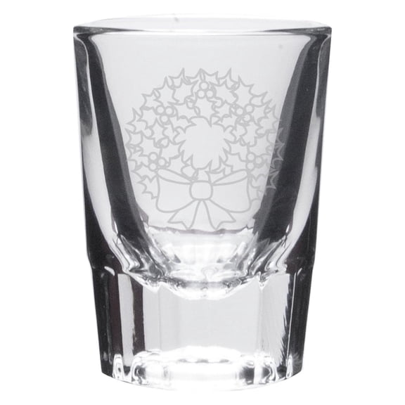 Wreath Deep Etched Crystal Shot Glass