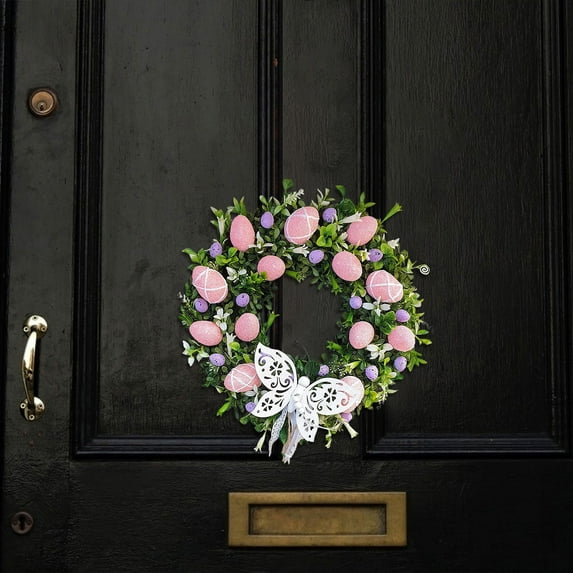 Wreath Easter Decorations, 25cm Easter Hanging Ornaments - Easter Bunny Wreath Acrylic Wreath Indoor Outdoor Easter Hanging Ornaments Home Front Door Party Decorations