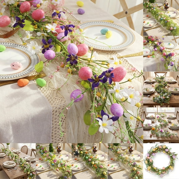 Wreath Easter Decorations, Colorful Easter Bunny Wreath Door Cover Festive And Adorable Decoration