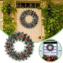 Wreath For Front Door 24 Inch Holiday Greenery With Red Berries Pinecones And Bow For Xmas Season Party Home Indoor Outdoor Wreath Home Decor