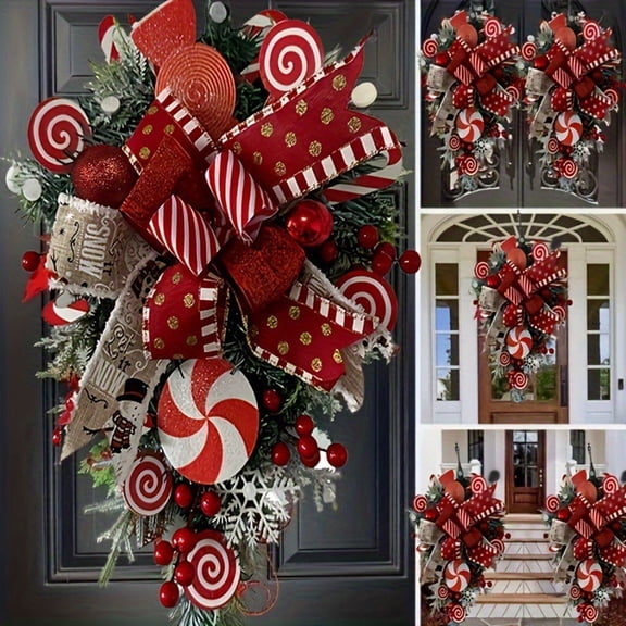 Wreath For Front Door,Candy Themed Wreath Festive Home Decor Garland For Scene Decoration Holiday & Ornament