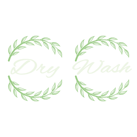 Wreath Of Fresh Green Leaves Art 10" x 20" Wash & Dry Washing Machine Glass Door Sticker Labels Decoration White Characters Lettering Art Design Laundry Room Adhesive Wall Decal
