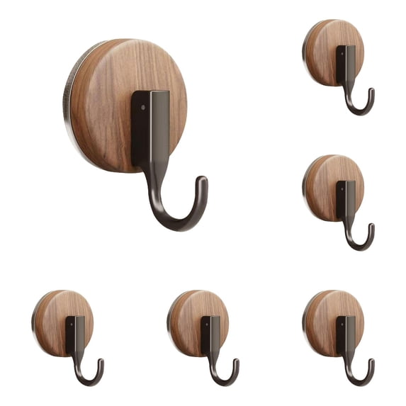 Wreath Hanger for Front Door,Heavy Duty Wooden Suction Cup Hooks No Drilling Suction Cup Wreath Hanger Hook for Bathroom,Kitchen,Loofah,Towel,Coat,Waterproof & Rustproof,Reusable (Black 5 PCS)