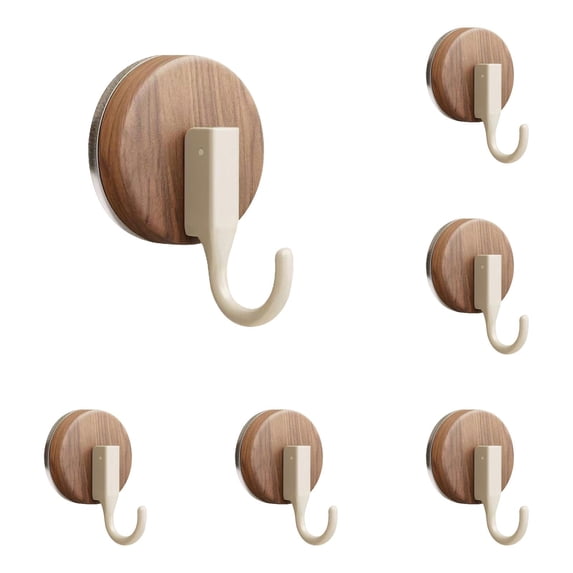Wreath Hanger for Front Door,Heavy Duty Wooden Suction Cup Hooks No Drilling Suction Cup Wreath Hanger Hook for Bathroom,Kitchen,Loofah,Towel,Coat,Waterproof & Rustproof,Reusable (White 5 PCS)