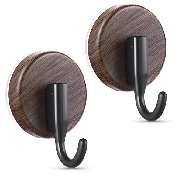 Wreath Hanger for Front Door, Upgraded Suction Cup Reef Hook for Glass Window/Over Door, Christmas/Thanksgiving/Halloween/July 4th/Easter/Valentine/Spring/Summer/Fall (Walnut, 2-Pack)
