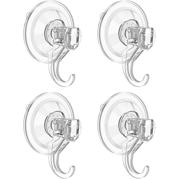 Wreath Hanger, Large Clear Heavy Duty Suction Cup Wreath Hooks 22 LB Removable Strong Window Glass Door Suction Cup Wreath Holder for Halloween Christmas Wreath Decorations - 4 Pcs
