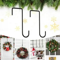 Wreath Hanger, Over Door, Metal Hook, Strong Steel Construction, for Holiday Decorations, Small Pendant | Black KTFgvq