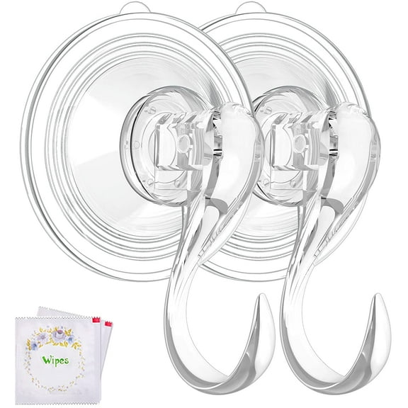 Wreath Hanger, Suction Cup Hook, Heavy Duty Vacuum Wall Window Shower Suction Cup Hook and Wreath Hanger for Front Door, Wreath Holders, Plastic Hook Cup Holds up to 22 Lbs - L-2 Packs