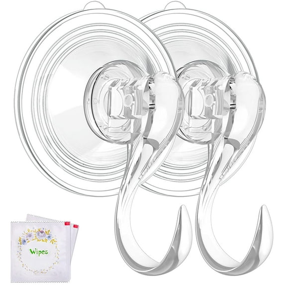 Wreath Hanger, Suction Cup Hook, Heavy Duty Vacuum Wall Window Shower Suction Cup Hook and Wreath Hanger for Front Door, Wreath Holders, Plastic Hook Cup Holds up to 22 Lbs - L-2 Packs