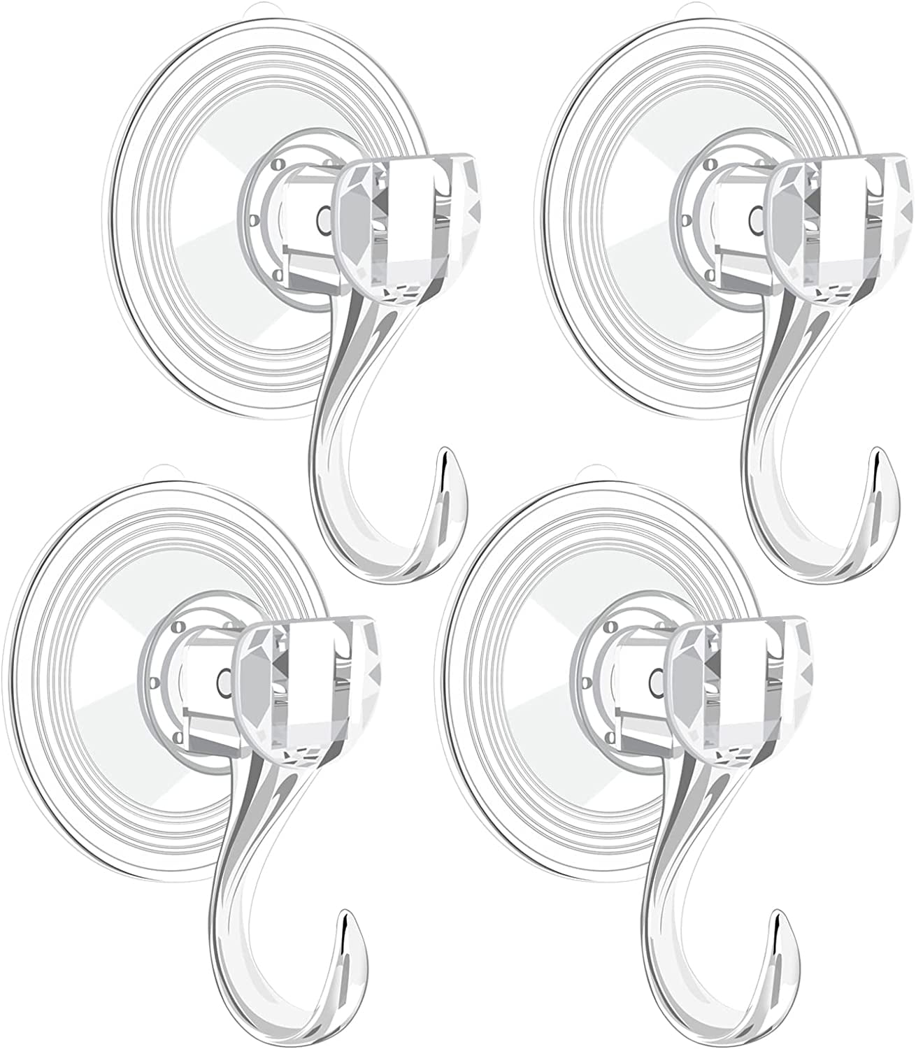 Wreath Hanger Suction Cup Hooks Reusable, 4 Pack Large Clear Heavy Duty