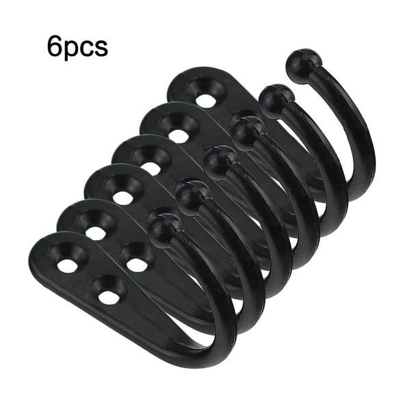 Wreath Hangers For Front Door 6Pcs Black Wall-Mounted Coat Hook, Double-Hole, Single-Hook, Coat Hook, Hat Hook, Lightweight Hookgarland Hangers For Mantle Door Wreath Hanger Fall Door Hanger