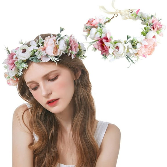 Wreath Headpiece X1 Clearance! Handmade Adjustable Flower Crown Floral Headband Hair Wreath Headpiece Photo Props Wreath