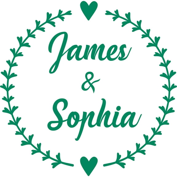 Wreath Heart Monogram For Couples Customized Wall Decal - Custom Vinyl Wall Art - Personalized Name - Baby Girls Boys Kids Bedroom Wall Decal Room Decor Wall Stickers Decoration Size (40x40 inch)
