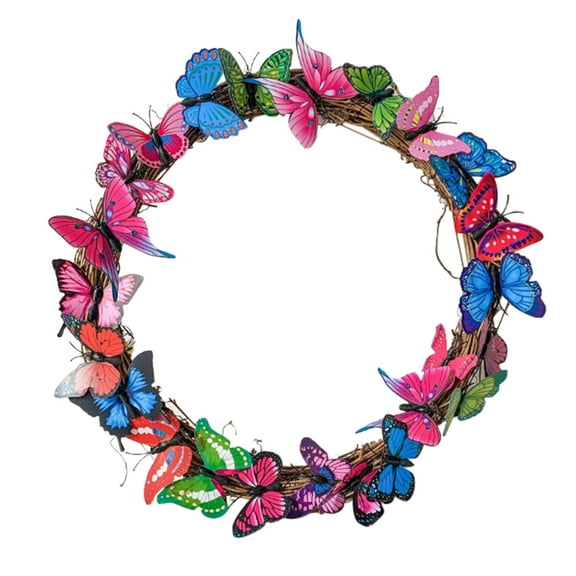 Wreath - Home Brand - Butterflies for Spring Door Decor Garden Decorative Butterflies Wreath - 1X Wreath