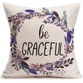 thumbnail image 1 of Wreath Inspirational Farmhouse Pillow Covers 16x16 Inch Square Be Graceful Simple Words Pillow Cases Cotton Linen Housewarming Gifts Family Room Decor Cushion Cover for Couch (Be Graceful), 1 of 6
