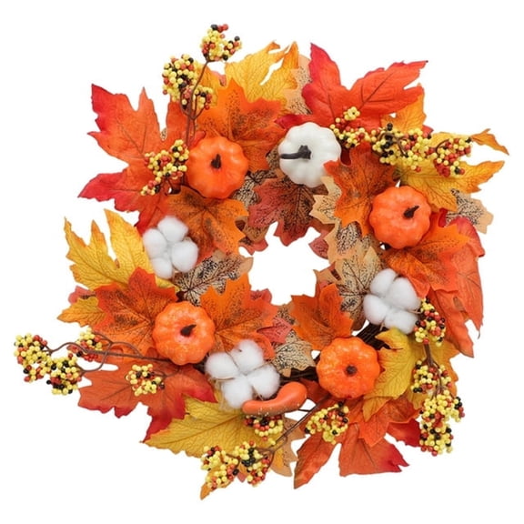 Wreath Maple Thanksgiving Fall Front Door Leaf Christmas Garlands Wreathes Artificialgarland Door