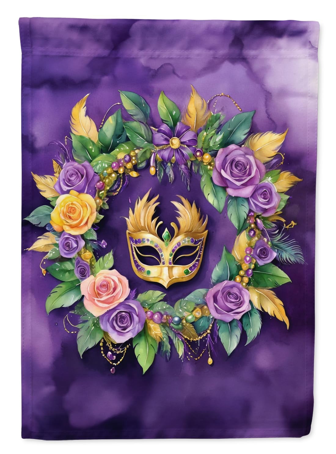 Caroline's Treasures DAC5251CHF Wreath Mardi Gras House Flag Large Porch Sleeve Pole Decorative Outside Yard Banner Artwork Wall Hanging, Polyester, House Size, Multicolor