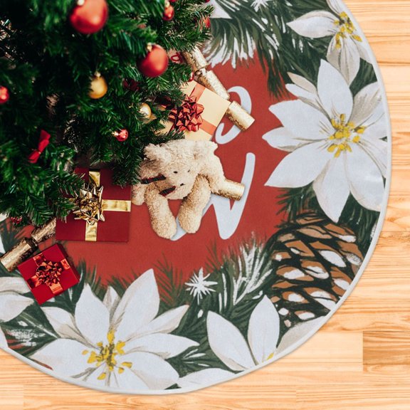 Wreath Merry Christmas Christmas Tree Skirt Stand Mat Waterproof Floor Protection Mat for Holiday Decoration