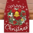thumbnail image 1 of Wreath Merry Christmas Table Runner, Xmas Winter Holiday Kitchen Dining Table Decoration for Christmas Home Decor 13x108 Inch-Red, 1 of 8