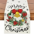 thumbnail image 1 of Wreath Merry Christmas Table Runner, Xmas Winter Holiday Kitchen Dining Table Decoration for Christmas Home Decor 13x72 Inch-Beige, 1 of 8