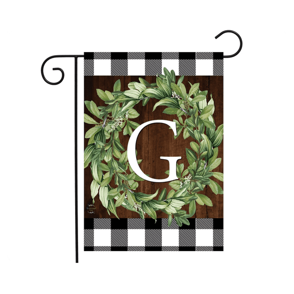 Wreath Monogram G Flag 12x18 POLE NOT INCLUDED Garden Flag