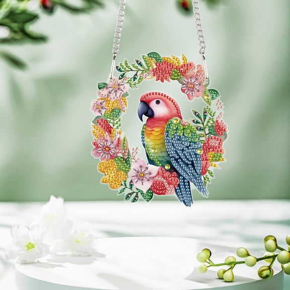 Wreath Parrot Diamond Art Painting Kit Pendant