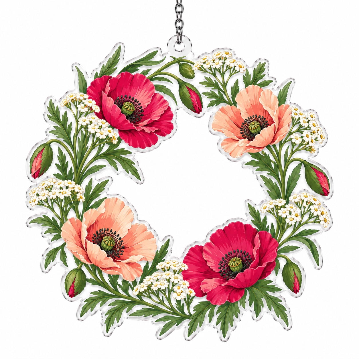 Wreath Poppy Acrylic Suncatcher Ornament for Kitchen Window, Modern ...