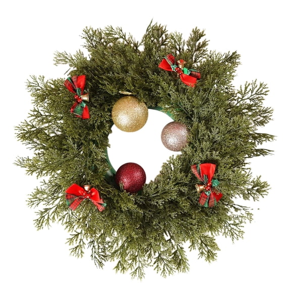Wreath Realistic Greenery Vine Door Holiday Front Door Hanging Ornament Memorial for Cemetery Large Lighted Christmas Wreath Outdoor Dried Flowers Wreath outside Christmas Battery Operated Christmas