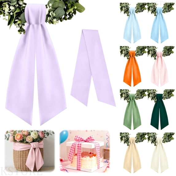 Wreath Sash for Front Door - Blank 3.7 x 54 Inch Polyester Plain Door Decoration Sashes for Christmas, Halloween, and Holiday Porch Decor,Multicolor