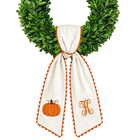 Wreath Sash for Front Door Halloween Decorations, Halloween Pumpkin Fall Door Wreath Sash Monogram, Vintage Halloween Ribbon Outdoor Decor