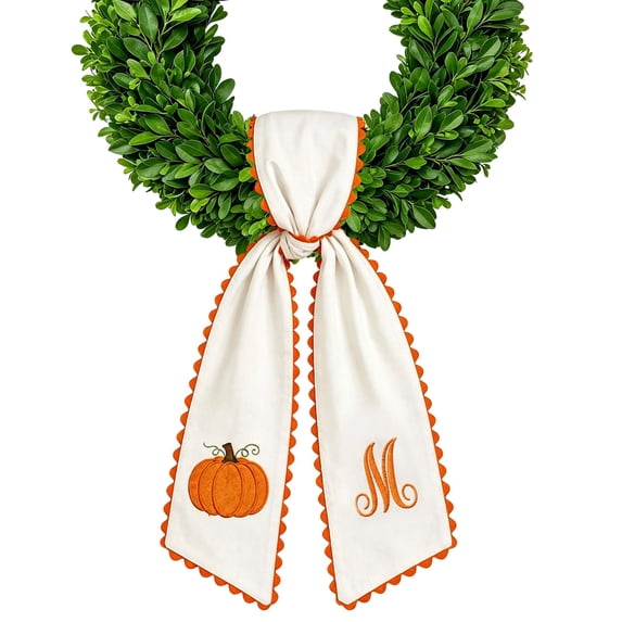 Wreath Sash for Front Door Halloween Decorations, Halloween Pumpkin Fall Door Wreath Sash Monogram, Vintage Halloween Ribbon Outdoor Decor