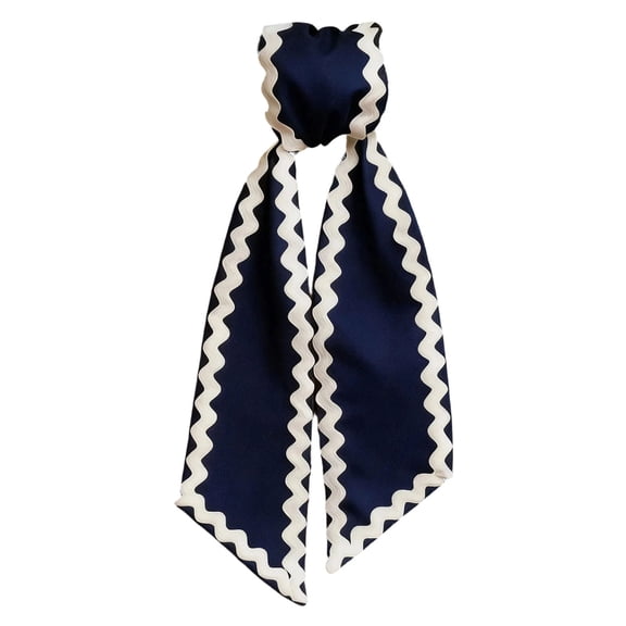 Wreath Sash for Front Door Navy Blue Wreath Sash Wave-Edges Sashes Yard Doorway Indoor Outdoor Wall Ribbon Bow Home Decor Wedding Parties