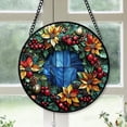 thumbnail image 1 of Wreath Stained Glass Suncatcher Ornament, Wreath Christmas, Wreath Stained Glass Decor, Family Christmas Ornament, Christmas Birthday Gifts for Dad Vz4AOh, 1 of 5