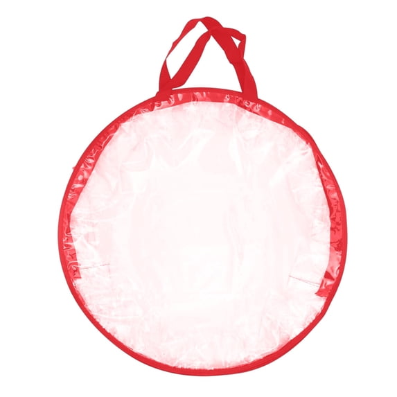 Wreath Storage Bag: 30 in Clear PVC Round Container for Holiday Decor with Carry Handle