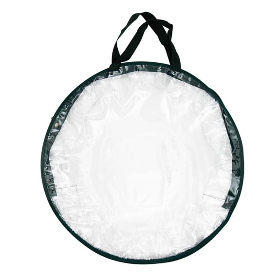 Wreath Storage Bag: 30 in Clear PVC Round Container for Holiday Decor with Carry Handle