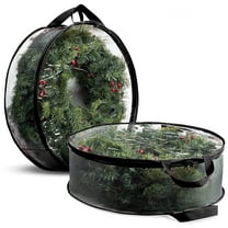 Wreath Storage Bag 35.8inch Clear Christmas Wreath Storage Container with Handle and Dual Zipper Insect-proof Water Proof Wreath Storage Holder Plastic Garland Protector for Seasonal Holiday