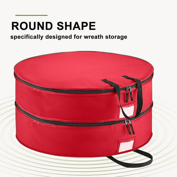 Wreath Storage Container,2 Layer Stacking Christmas Wreath Storage Bags with Zipper and Handles,Dust,Protection,Holiday Wreaths Storage 30"(Red)