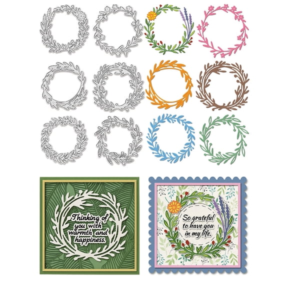 Wreath Theme Carbon Steel Cutting Dies Stencils for DIY Scrapbooking Photo Album Decorative Embossing Paper Card Leaf 80 -87x83 -90x0.8mm