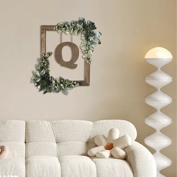 Wreath Wooden Alphabet Wreath Home Living Room Decorative Letter Sign with Hook and Rope for DIY Word Display