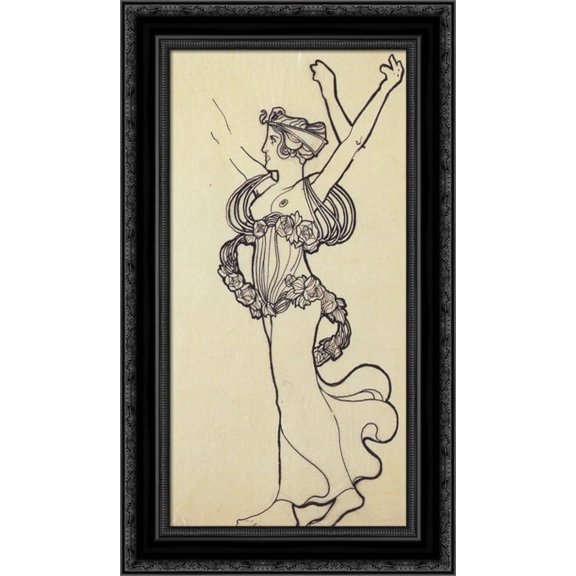 Wreath bearer. Design for decorative facade of the Viennese Secession 17x24 Black Ornate Wood Framed Canvas Art by Moser, Koloman