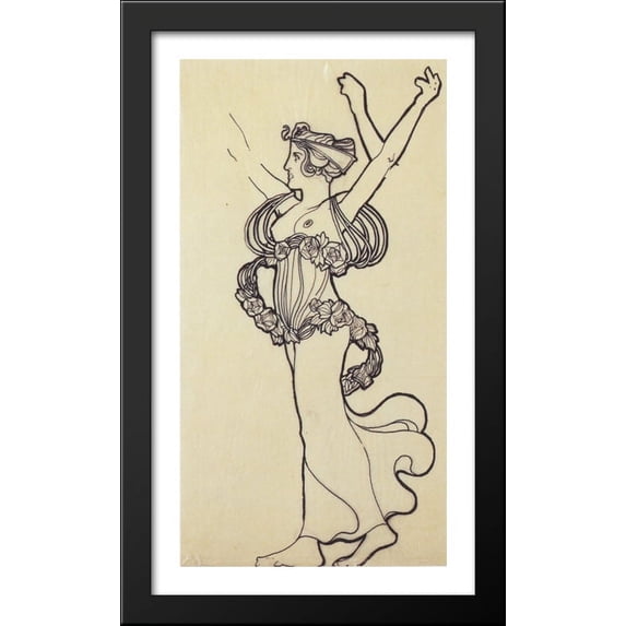 Wreath bearer. Design for decorative facade of the Viennese Secession 24x40 Large Black Wood Framed Print Art by Koloman Moser