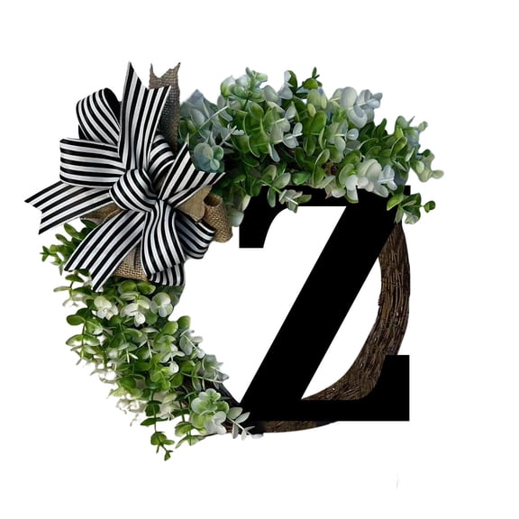 Wreath for front door,Unique Last Name Year Round Front Door Wreath With Bow Welcome Sign Garland Creative 26 Letter Farmhouse Wreath For Front Door Spring All Seasons Outside Hanger Decor Gift