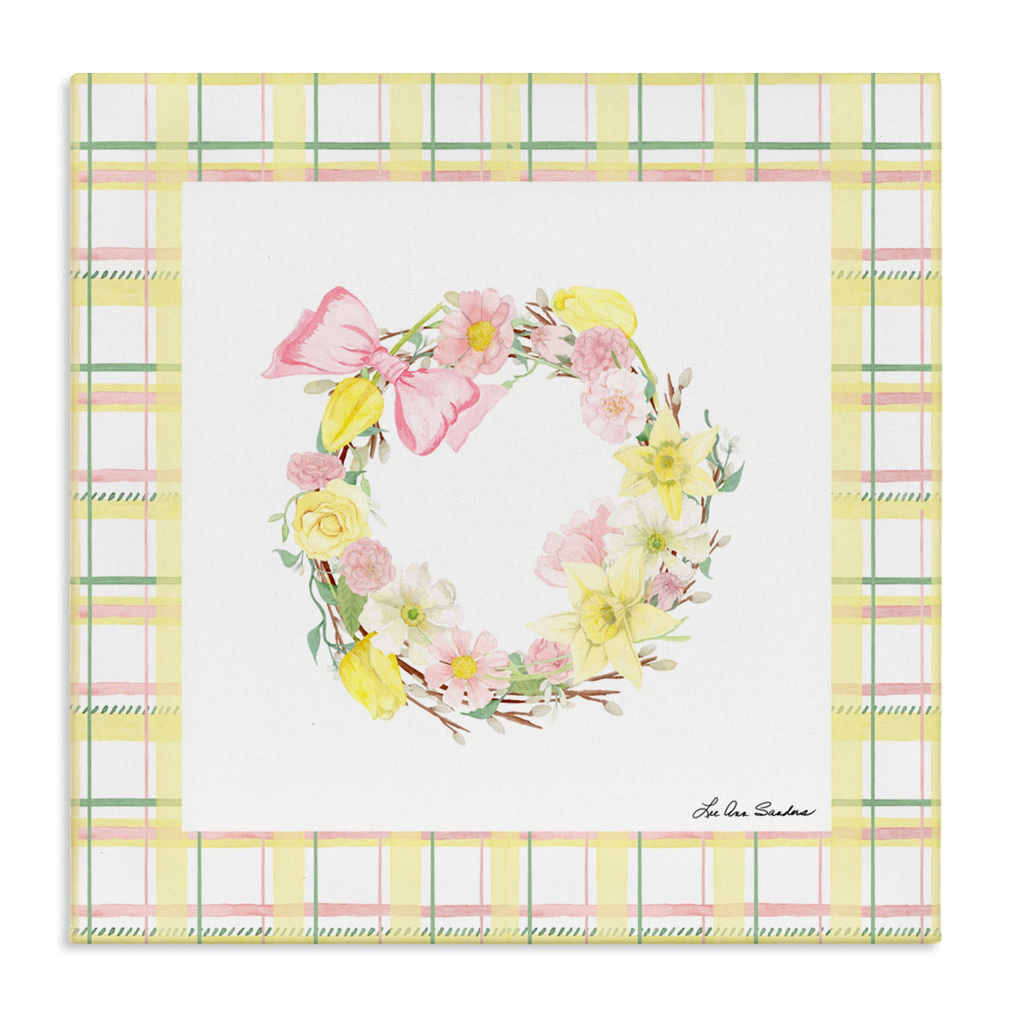 Wreath in Spring Pastels Canvas Wall Art, design by Lee Ann Sanders